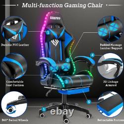 2022 Massage Gaming Chair Ergonomic Office Chair with RGB Light, High Back Compu