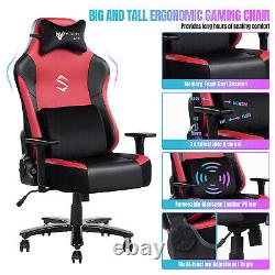 400Lbs Gaming Chair Massage Lumbar Pillow Headrest 3D Armrest Metal Base