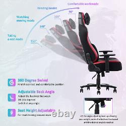 400Lbs Gaming Chair Massage Lumbar Pillow Headrest 3D Armrest Metal Base