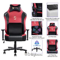 400Lbs Gaming Chair Massage Lumbar Pillow Headrest 3D Armrest Metal Base