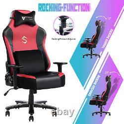 400Lbs Gaming Chair Massage Lumbar Pillow Headrest 3D Armrest Metal Base