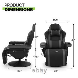 BLUETOOTH SPEAKER MASSAGE RECLINER Gaming Racing Chair Ergonomic Computer Seat