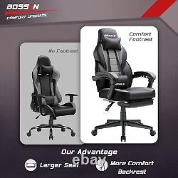 BOSSIN Gaming Chair with Massage, Ergonomic Heavy Duty Design with Footrest a