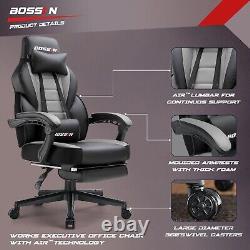 BOSSIN Gaming Chair with Massage, Ergonomic Heavy Duty Design with Footrest a