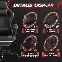 Black PU Leather Gaming Chair Carbon Fiber Massage Chair