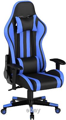 Blue Gaming Chair with Massage, Ergonomic Office PC Computer Chair, High Back Game