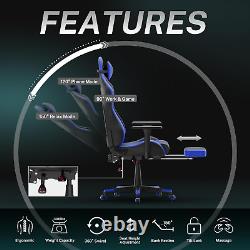 Blue Gaming Chair with Massage, Ergonomic Office PC Computer Chair, High Back Game