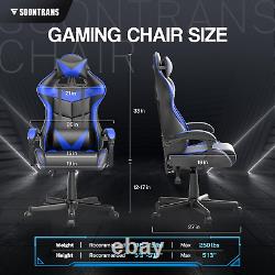 Blue Gaming Chairs with Massage, Ergonomic Computer Gamer Chair, Game Chair with A