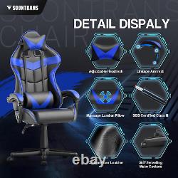 Blue Gaming Chairs with Massage, Ergonomic Computer Gamer Chair, Game Chair with A