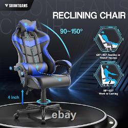 Blue Gaming Chairs with Massage, Ergonomic Computer Gamer Chair, Game Chair with A