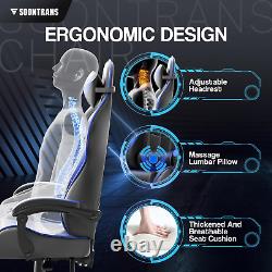 Blue Gaming Chairs with Massage, Ergonomic Computer Gamer Chair, Game Chair with A