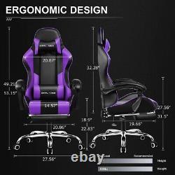 Brand New Purple Gaming Chair with Footrest, Ergonomi Massage Pillow PU Leather