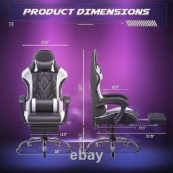 Chair Gaming Computer Office Ergonomic Racing Desk Footrest Massage Leather