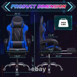 Computer Gaming Chair with Footrest Massage Lumbar Support, Ergonomic, 360° Swive