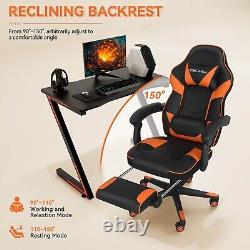 Computer Gaming Chair with Massage Function Ergonomic Racing Desk Chair Footrest