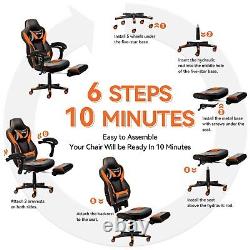 Computer Gaming Chair with Massage Function Ergonomic Racing Desk Chair Footrest