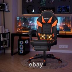 Computer Gaming Chair with Massage Function Ergonomic Racing Desk Chair Footrest