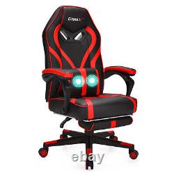 Costway Massage Gaming Chair Racing Recliner Computer Desk Chair withFootrest Red