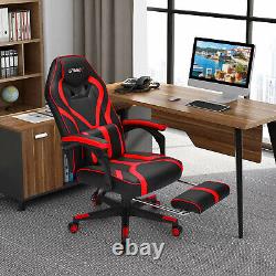 Costway Massage Gaming Chair Racing Recliner Computer Desk Chair withFootrest Red