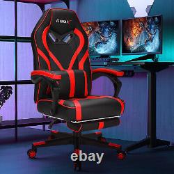 Costway Massage Gaming Chair Racing Recliner Computer Desk Chair withFootrest Red