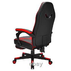 Costway Massage Gaming Chair Racing Recliner Computer Desk Chair withFootrest Red