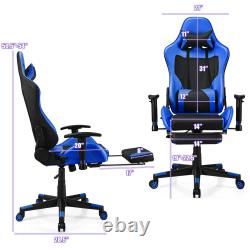 Costway Massage Gaming Chair Reclining Racing Office Chair with Lumbar Support