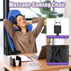 Costway Massage Gaming Chair Reclining Racing Office Chair with Lumbar Support