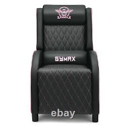 Costway Massage Gaming Recliner Chair Leather Single Sofa Home Theater Seat Pink