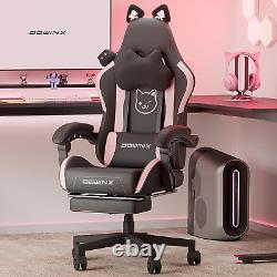 Dowinx Gaming Chair Cute with Cat Ears and Massage Lumbar Support, Ergonomic Com