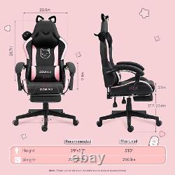 Dowinx Gaming Chair Cute with Cat Ears and Massage Lumbar Support, Ergonomic Com