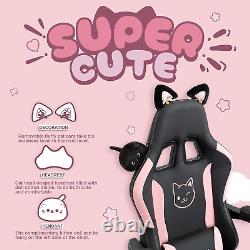 Dowinx Gaming Chair Cute with Cat Ears and Massage Lumbar Support, Ergonomic Com