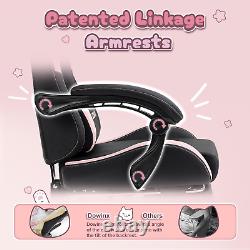 Dowinx Gaming Chair Cute with Cat Ears and Massage Lumbar Support, Ergonomic Com