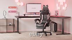 Dowinx Gaming Chair Cute with Cat Ears and Massage Lumbar Support, Ergonomic Com