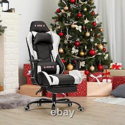 ECOTOUGE PC Massage Gaming Chair with Footrest Ergonomic Office Desk Chair