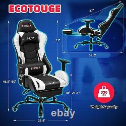 ECOTOUGE PC Massage Gaming Chair with Footrest Ergonomic Office Desk Chair