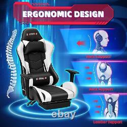 ECOTOUGE PC Massage Gaming Chair with Footrest Ergonomic Office Desk Chair