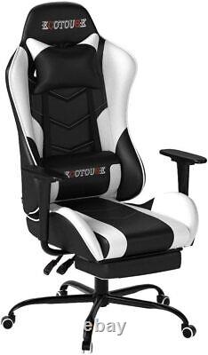 ECOTOUGE PC Massage Gaming Chair with Footrest Ergonomic Office Desk Chair