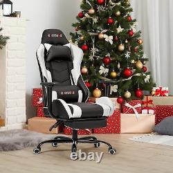 ECOTOUGE PC Massage Gaming Chair with Footrest Ergonomic Office Desk Chair Ra