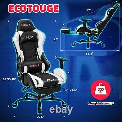 ECOTOUGE PC Massage Gaming Chair with Footrest Ergonomic Office Desk Chair Ra