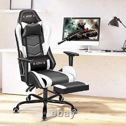 ECOTOUGE PC Massage Gaming Chair with Footrest Ergonomic Office Desk Chair Ra