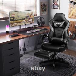 ELECWISH Gaming Chair Gray Massage Office Chair Computer Swivel Seat Footrest