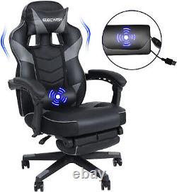 ELECWISH Gaming Chair Gray Massage Office Chair Computer Swivel Seat Footrest