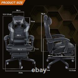 ELECWISH Gaming Chair Gray Massage Office Chair Computer Swivel Seat Footrest