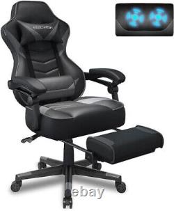 ELECWISH Gaming Chair Gray Massage Office Chair Computer Swivel Seat Footrest