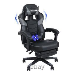 ELECWISH Gaming Chair Gray Massage Office Chair Computer Swivel Seat Footrest