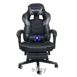 ELECWISH Gaming Chair Gray Massage Office Chair Computer Swivel Seat Footrest