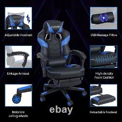 ELECWISH Gaming Chair Massage Computer Office Chair Blue with lumbar support