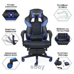 ELECWISH Gaming Chair Massage Computer Office Chair Blue with lumbar support