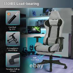 ELECWISH Gaming Chair with Footrest Recliner Massage Office Computer Seat Fabirc