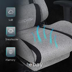 ELECWISH Gaming Chair with Footrest Recliner Massage Office Computer Seat Fabirc